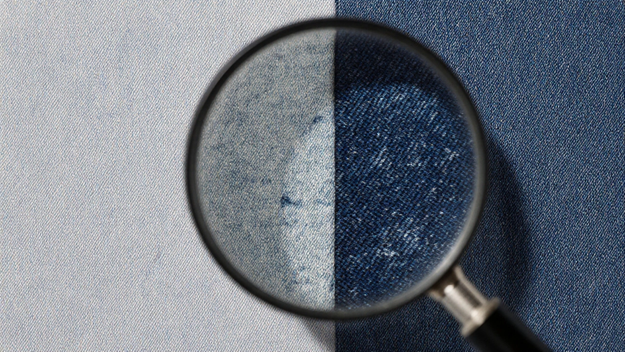 Premium Indian cotton fabric beside low-quality fast-fashion fabric, showing superior weave and color retention.