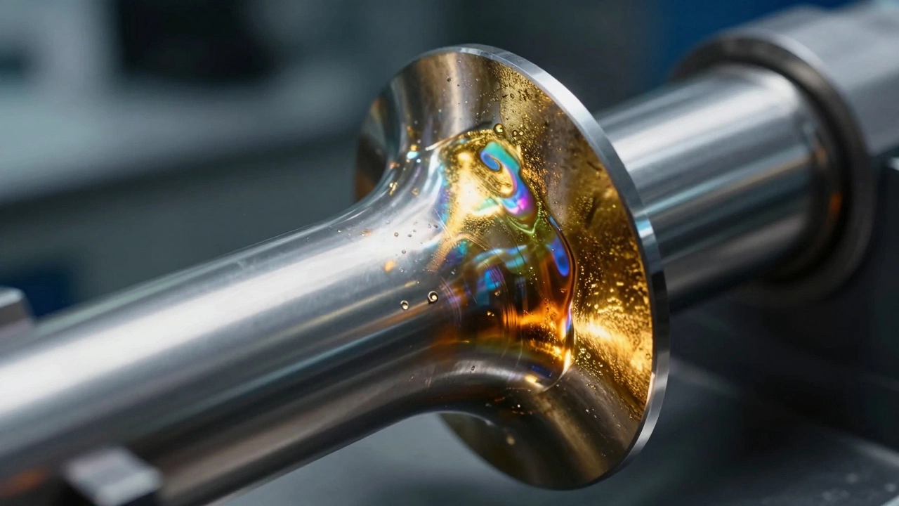 Close-up of a high-performance alloy steel turbine blade