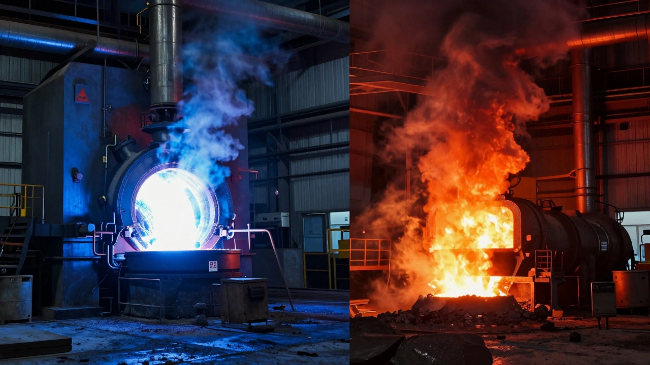 Comparison of an electric arc furnace and a traditional blast furnace
