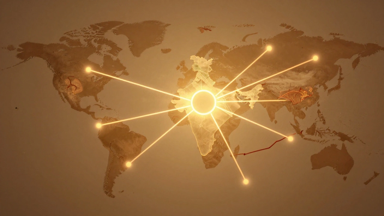 Abstract map showing strong local supply chains vs weak global links
