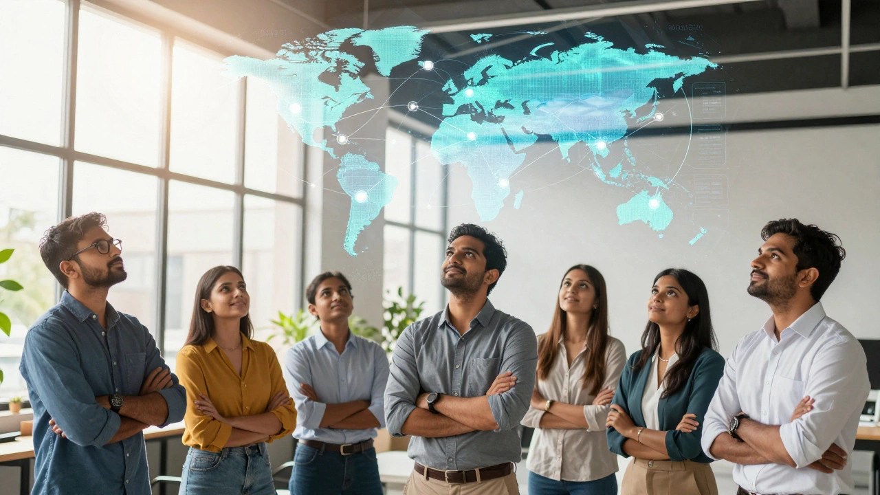 Indian entrepreneurs collaborating in a bright cooperative space