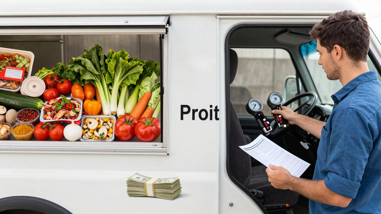 Visual breakdown of food truck costs including ingredients and vehicle maintenance