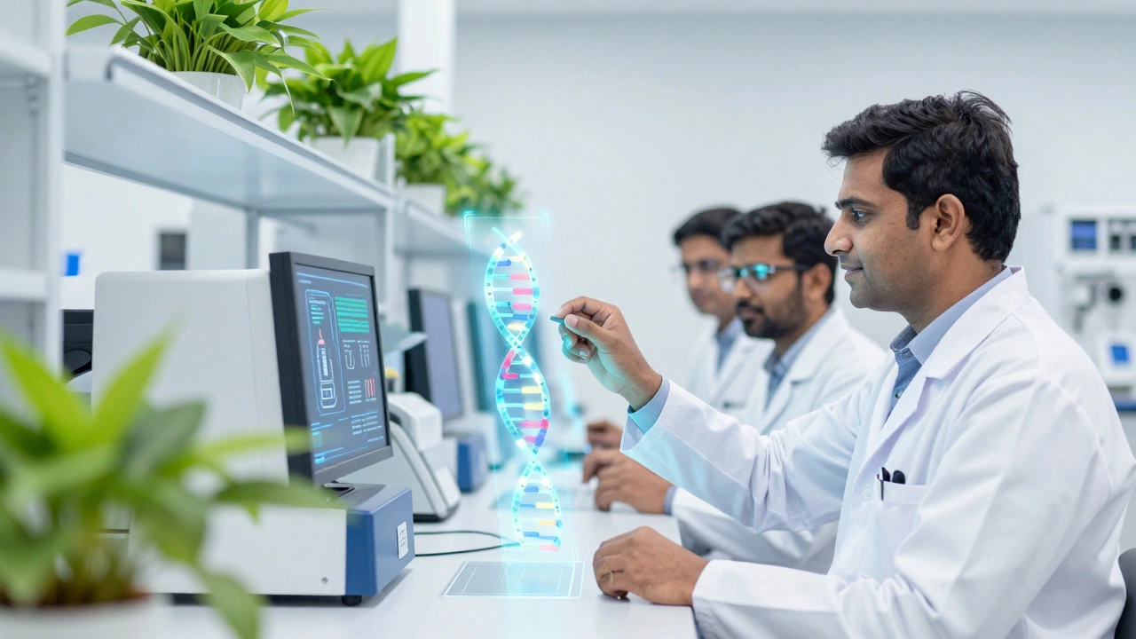 Scientists working on biotech innovation in a modern lab
