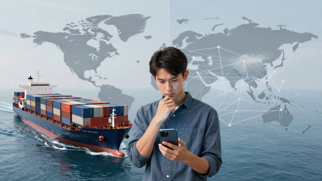 Conceptual art showing global electronics shipping and supply chains
