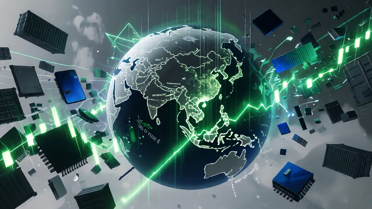 Conceptual globe showing India's rising role in global electronics supply chains.
