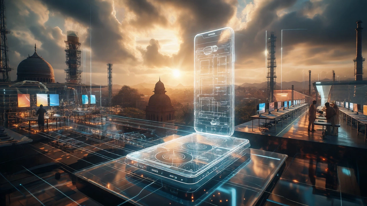 Futuristic visualization of integrated electronics manufacturing across Indian states.